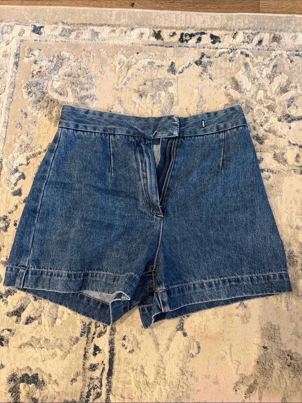 Meshki Blue High-Rise Denim Shorts